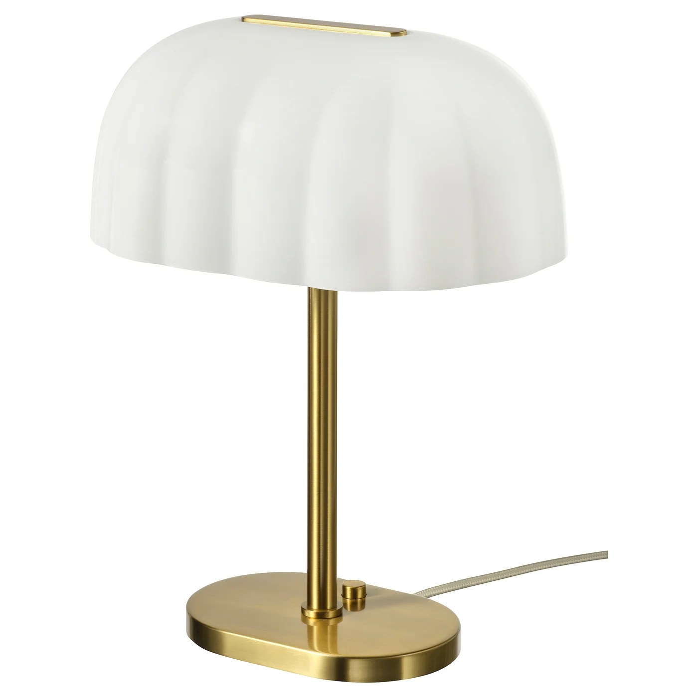 AKTERSPRING, Table lamp, opal white glass/brass-plated, 39 cm