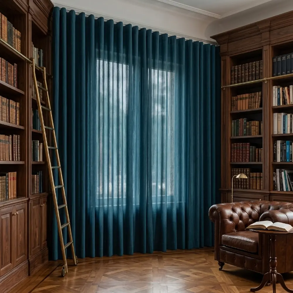 Teal Designer Sheer Drapery