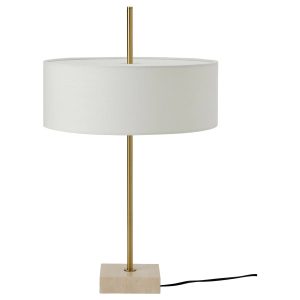 STOCKHOLM 2025, Table lamp, white textile/brass-plated, 65 cm